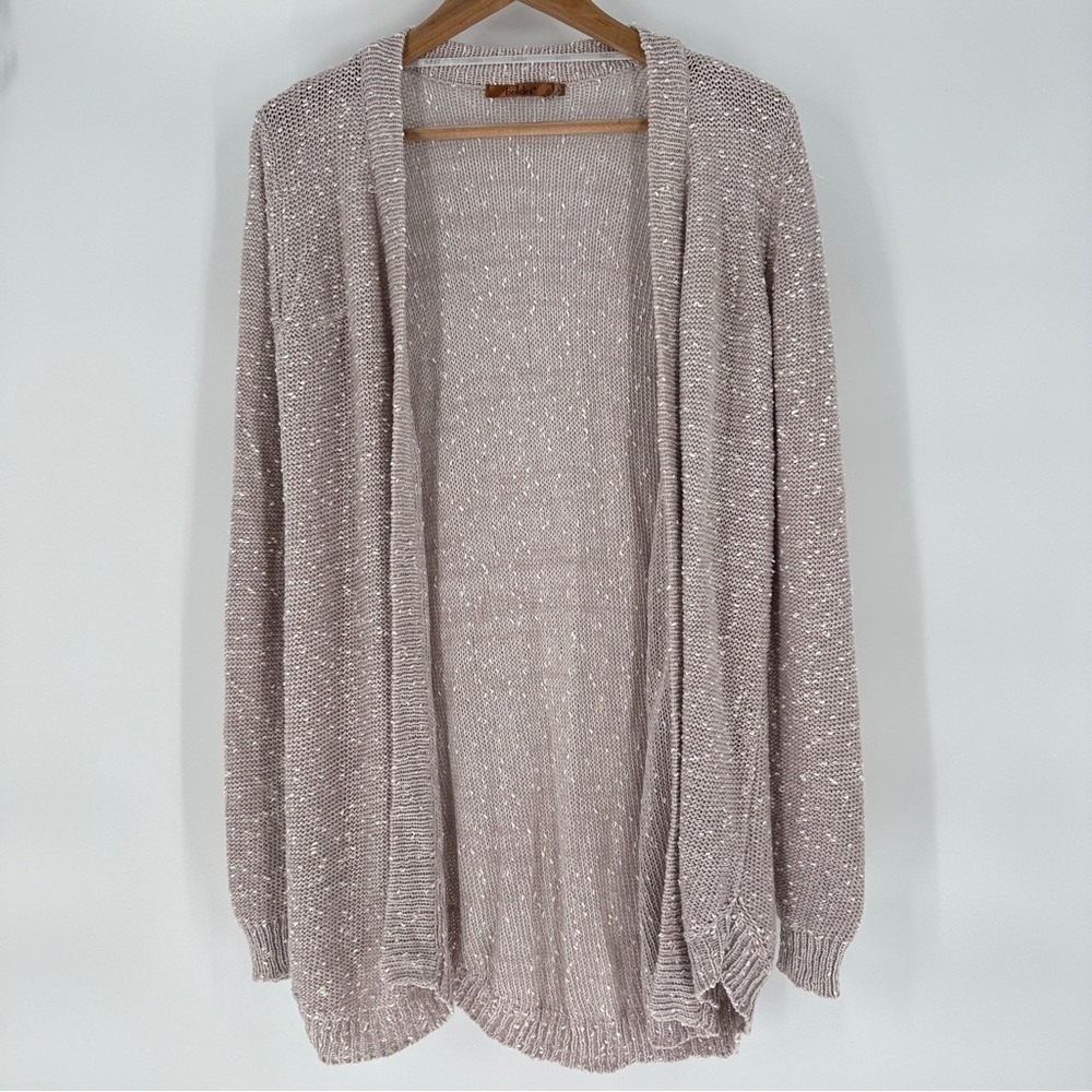Belldini Mauve Pink Slub Knit Open Front Longline‎ Cardigan Sweater Mens Size M
